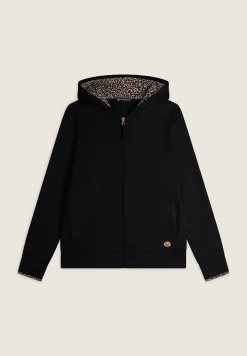 Freddy Felpa donna con zip e cappuccio con interno leopardato-Donna Felpe