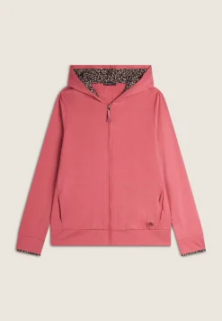 Freddy Felpa donna con zip e cappuccio con interno leopardato-Donna Felpe