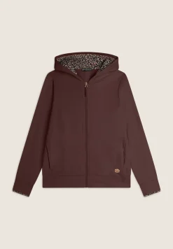 Freddy Felpa donna con zip e cappuccio con interno leopardato-Donna Felpe