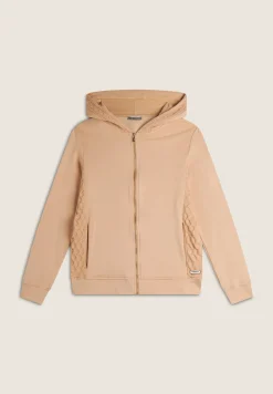 Freddy Felpa donna con zip e cappuccio in modal con inserti tricot-Donna Felpe