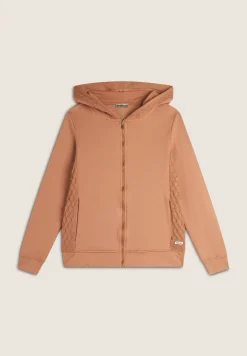 Freddy Felpa donna con zip e cappuccio in modal con inserti tricot-Donna Felpe
