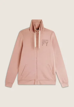 Freddy Felpa donna con zip e collo alto in felpa di viscosa-Donna Ginnastica|Felpe