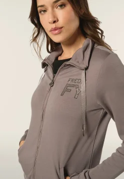 Freddy Felpa donna con zip e collo alto in felpa di viscosa-Donna Ginnastica|Felpe