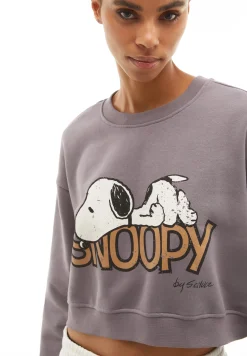 Freddy Felpa donna corta comfort fit con grande stampa Snoopy-Donna Felpe