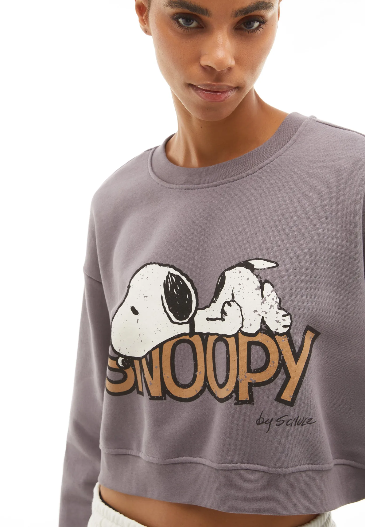 Freddy Felpa donna corta comfort fit con grande stampa Snoopy-Donna Felpe