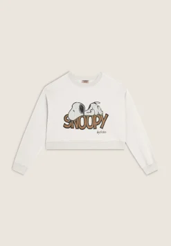 Freddy Felpa donna corta comfort fit con grande stampa Snoopy-Donna Felpe