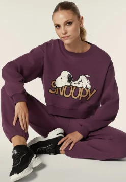Freddy Felpa donna corta comfort fit con grande stampa Snoopy-Donna Felpe
