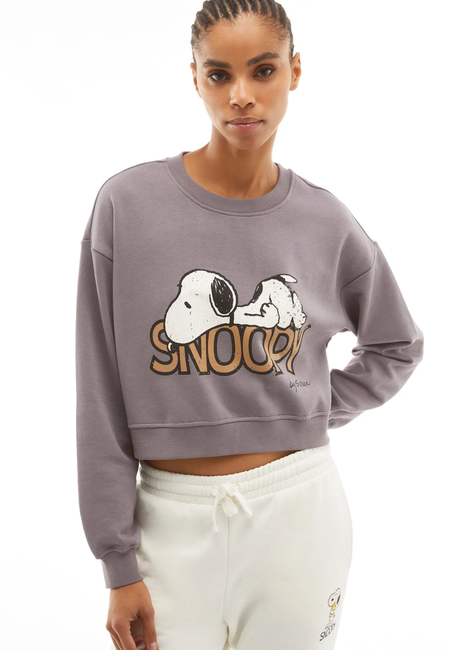 Freddy Felpa donna corta comfort fit con grande stampa Snoopy-Donna Felpe