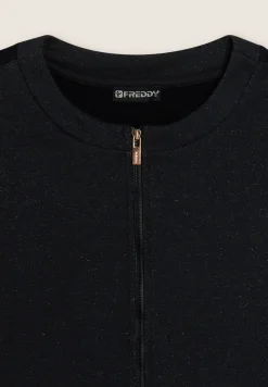 Freddy Felpa donna full-zip con fronte mélange lurex-Donna Felpe