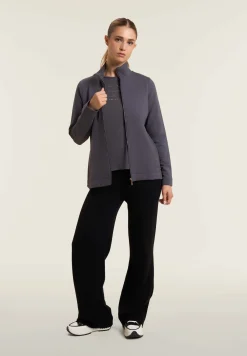 Freddy Felpa donna full-zip con inserti in tessuto micro-trecce-Donna Felpe