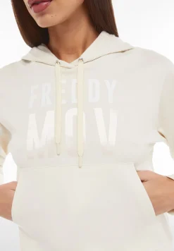 Freddy Felpa donna in french terry con cappuccio e maxi stampa-Donna Pilates|Fitness