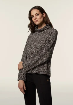 Freddy Felpa donna in viscosa stampa leopardata con collo alto-Donna Felpe