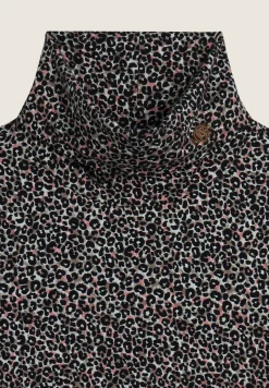 Freddy Felpa donna in viscosa stampa leopardata con collo alto-Donna Felpe