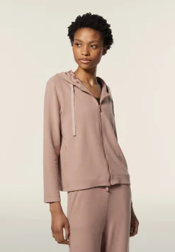 Freddy Felpa donna in viscosa tricot con zip e cappuccio animalier-Donna Felpe