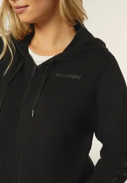 Freddy Felpa donna oversize cappuccio e zip con logo ricamato-Donna Pilates|Ginnastica