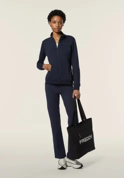 Freddy Felpa donna zip e collo alto regular fit con logo ricamato-Donna Pilates|Ginnastica