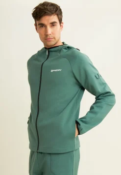 Freddy Felpa full zip con cappuccio e bordi in jacquard-Uomo Felpe
