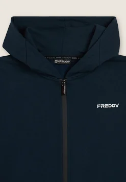 Freddy Felpa full zip con cappuccio in jersey e tasche a marsupio-Uomo Felpe