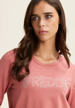 Freddy Felpa girocollo con Logo in Strass-Donna Felpe
