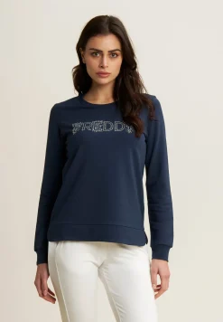Freddy Felpa girocollo con Logo in Strass-Donna Felpe