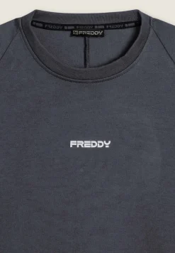 Freddy Felpa girocollo con zip laterale e stampe sulle maniche-Uomo Felpe