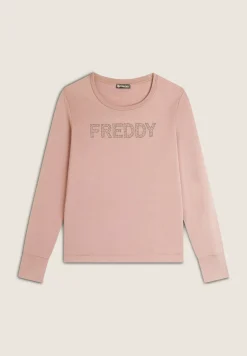 Freddy Felpa Girocollo da donna con Logo in Strass-Donna Ginnastica|Felpe