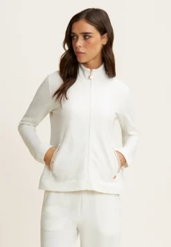 Freddy Felpa in viscosa a costine con collo alto e zip-Donna Felpe