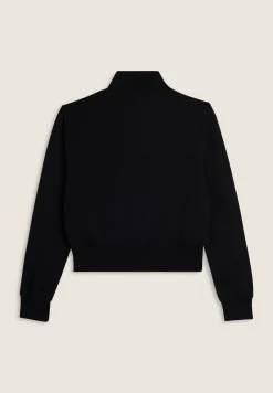 Freddy Felpa nera cropped con zip e collo alto-Donna Felpe
