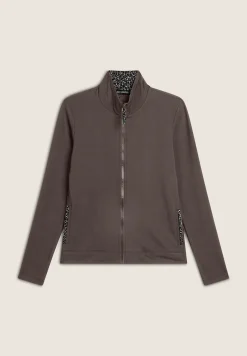 Freddy Felpa slim fit con zip e collo alto e dettagli leopardati-Donna Felpe