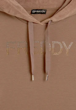 Freddy Felpa sportiva da donna con interno cappuccio in velluto-Donna Ginnastica|Felpe