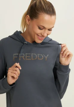 Freddy Felpa sportiva da donna con interno cappuccio in velluto-Donna Ginnastica|Felpe
