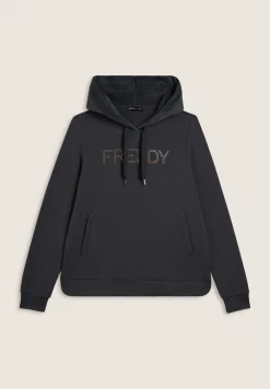 Freddy Felpa sportiva da donna con interno cappuccio in velluto-Donna Ginnastica|Felpe