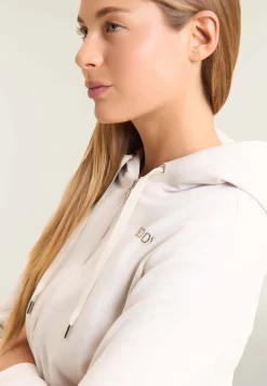 Freddy Felpa sportiva da donna cappuccio e zip con strass bicolore-Donna Ginnastica|Felpe