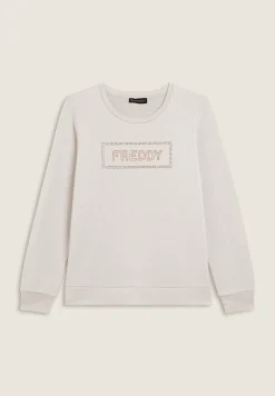 Freddy Felpa sportiva da donna con grafica frontale in strass-Donna Ginnastica|Felpe