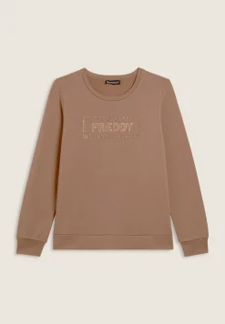 Freddy Felpa sportiva da donna con grafica frontale in strass-Donna Ginnastica|Felpe