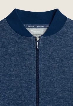 Freddy Felpa Zip Bambina/Bambino in Cotone Mélange Effetto Denim- Felpe