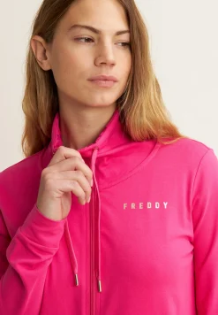 Freddy Felpa zip collo alto con dettagli floreali e stampa su manica-Donna Pilates|Ginnastica