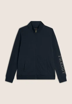 Freddy Felpa zip con collo alto e logo con perline dorate-Donna Padel|Pilates