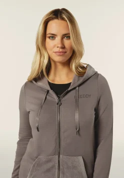 Freddy Felpa zip da donna con cappuccio e tasche in velluto-Donna Ginnastica|Felpe