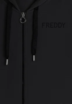 Freddy Felpa zip da donna con cappuccio e tasche in velluto-Donna Ginnastica|Felpe