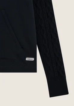 Freddy Felpa zip e cappuccio con tasche a marsupio e dettagli tricot-Donna Felpe