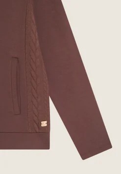 Freddy Felpa zip e collo alto con inserti a trecce su fianchi e collo-Donna Felpe