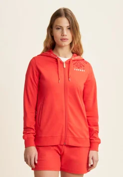 Freddy Felpa zip leggera con cappuccio e dettagli floreali-Donna Pilates|Ginnastica