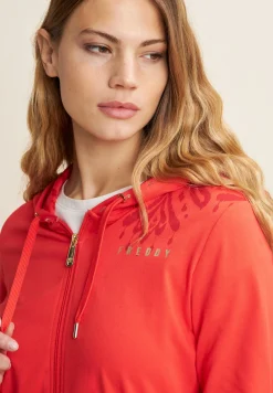 Freddy Felpa zip leggera con cappuccio e dettagli floreali-Donna Pilates|Ginnastica