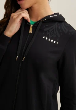 Freddy Felpa zip leggera con cappuccio e dettagli floreali-Donna Pilates|Ginnastica
