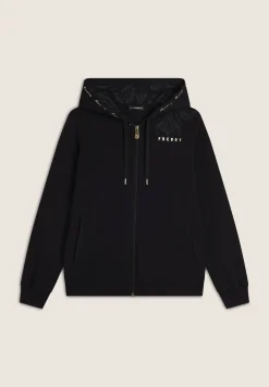 Freddy Felpa zip leggera con cappuccio e dettagli floreali-Donna Pilates|Ginnastica