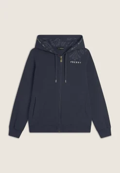 Freddy Felpa zip leggera con cappuccio e dettagli floreali-Donna Pilates|Ginnastica