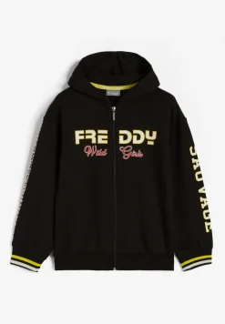 Freddy Felpa zippata con stampe college e inserti animalier- Felpe