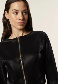 Freddy Giacca corta con zip da donna in similpelle lucida-Donna Giacche