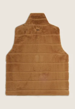 Freddy Gilet donna zip e collo alto in Pelliccia Sintetica rigata-Donna Giacche